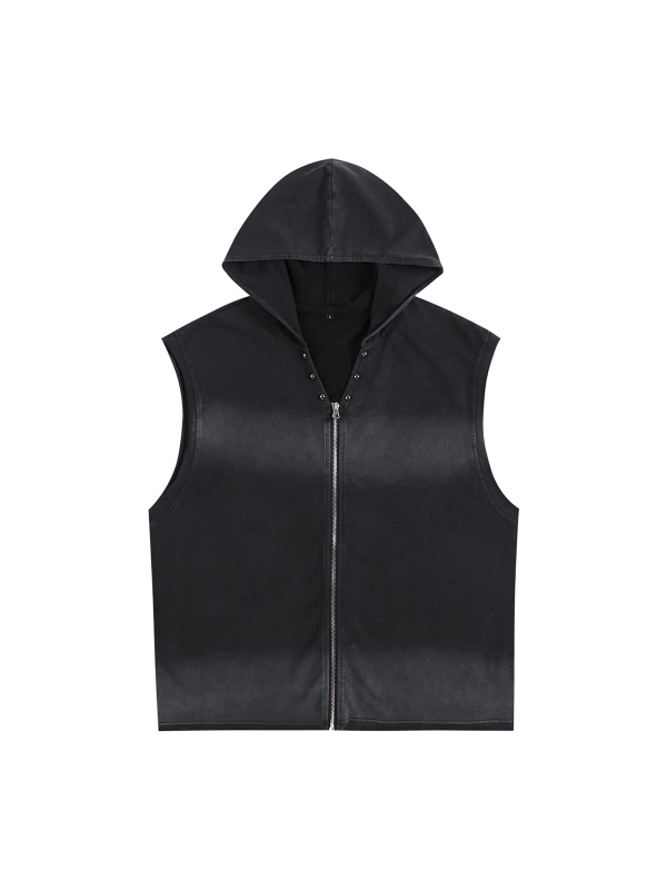 Vintage Washed Zip-Up Hooded Tank Top #RB0004 | TAPSTITCH